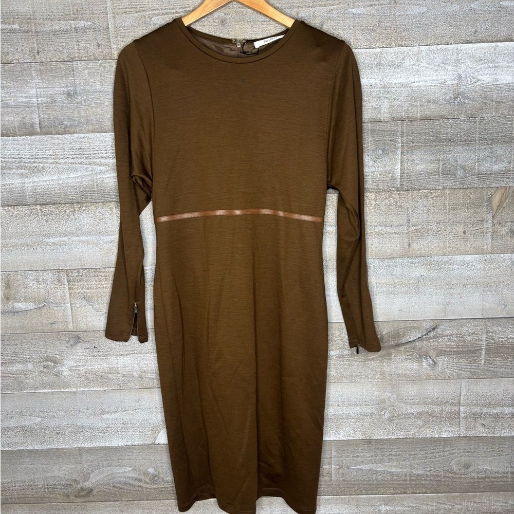 Max Mara US 10 EU 42  100% wool Brown Long Sleeve Dress